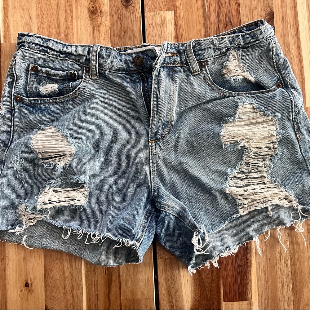 Distressed Denim Shorts